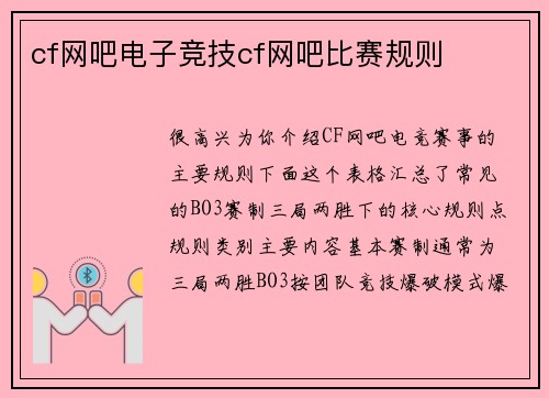 cf网吧电子竞技cf网吧比赛规则